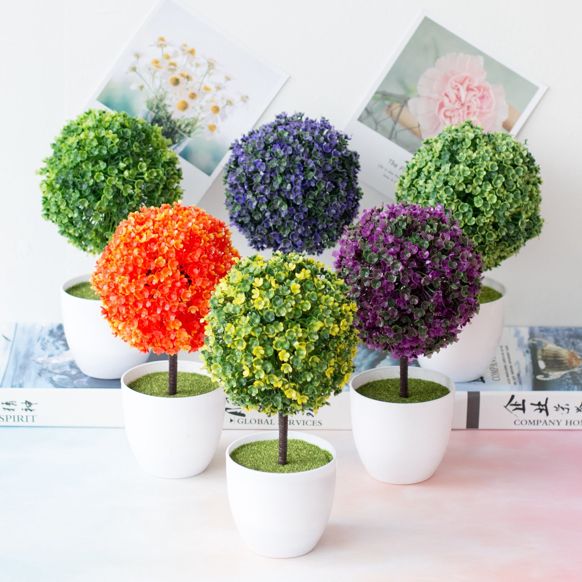 Cherry snowball simulation plant potted grass ball bonsai small tree h –  Change Yard