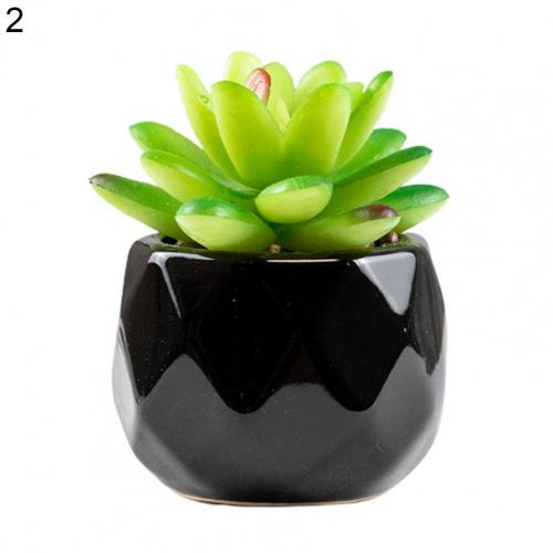 2022 NEW black ceramics Potted Artificial Green succulent plants Bonsai set fake Flower with vase Home Balcony Decoration