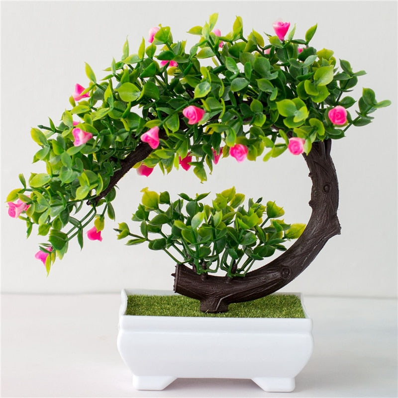 Artificial Plants Bonsai Small Tree Simulation Pot Plants Fake Flowers Table Potted Ornaments Home Decoration Hotel Garden Decor