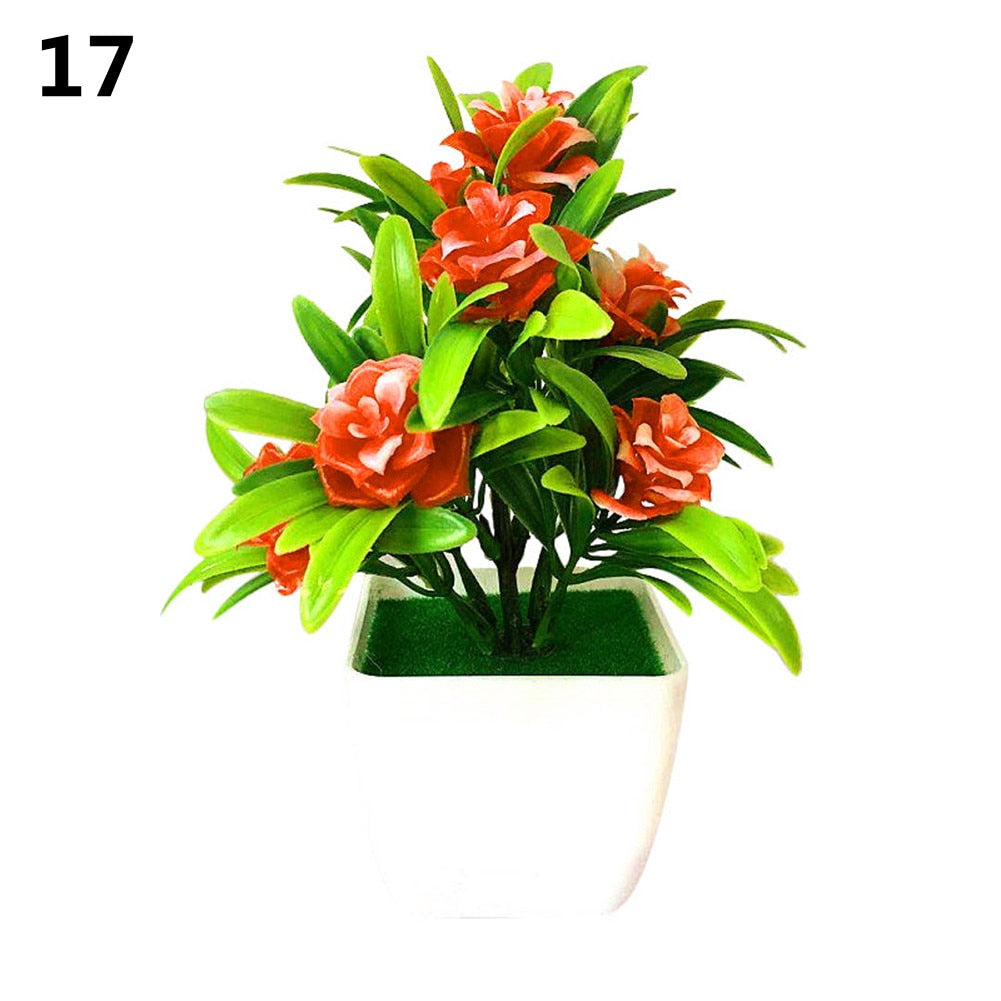 1Pc Artificial Chrysanthemum Bonsai Potted Plant Landscape Home Floral Decor Artificial Flowers Bright Color Fake Plants Potted