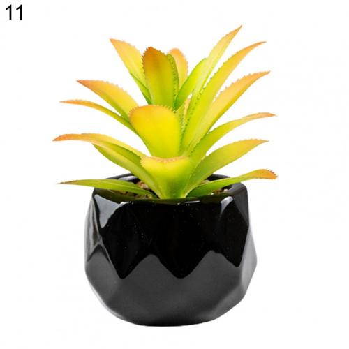 2022 NEW black ceramics Potted Artificial Green succulent plants Bonsai set fake Flower with vase Home Balcony Decoration