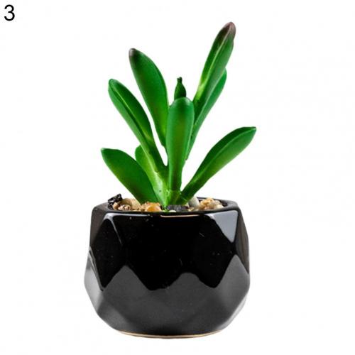 2022 NEW black ceramics Potted Artificial Green succulent plants Bonsai set fake Flower with vase Home Balcony Decoration