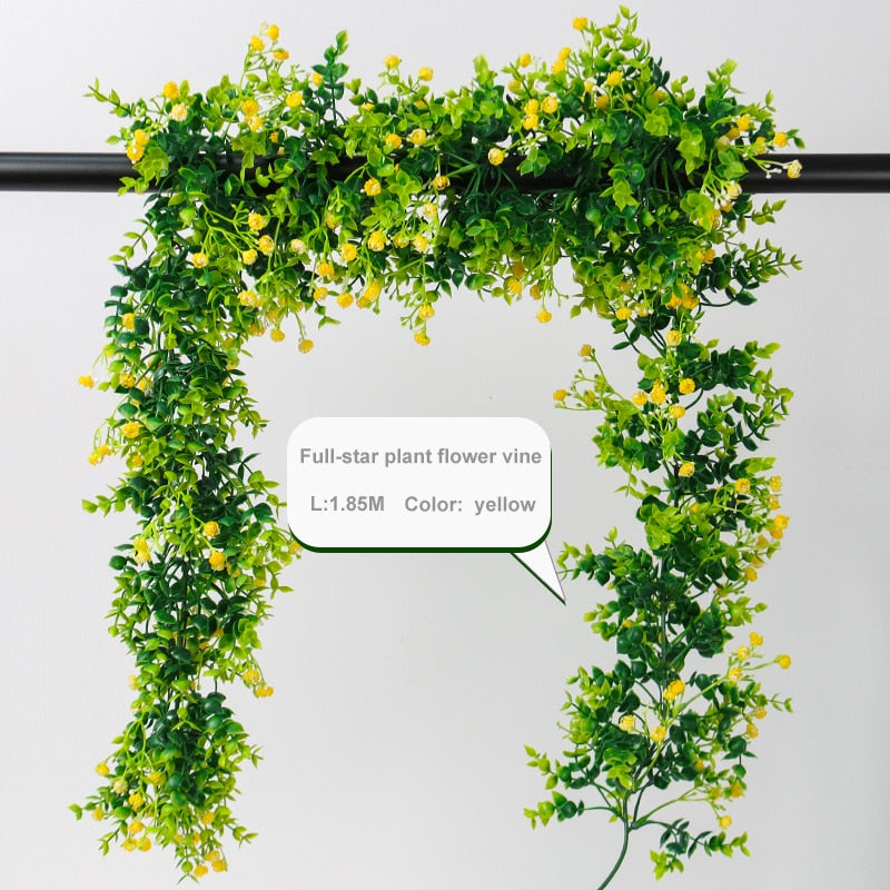 Artificial flowers Plants Green Lvy Leaves Hanging flower Rose Vine  Home Wedding Garden Decoration DIY Hanging Wall Silk Flower