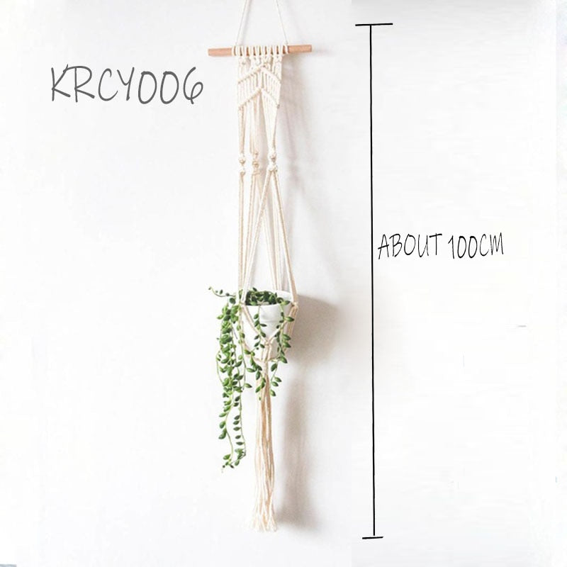 Hot sales hand woven macrame plant hanger plant holder pot tray pot hanger flower pot hanger for home garden