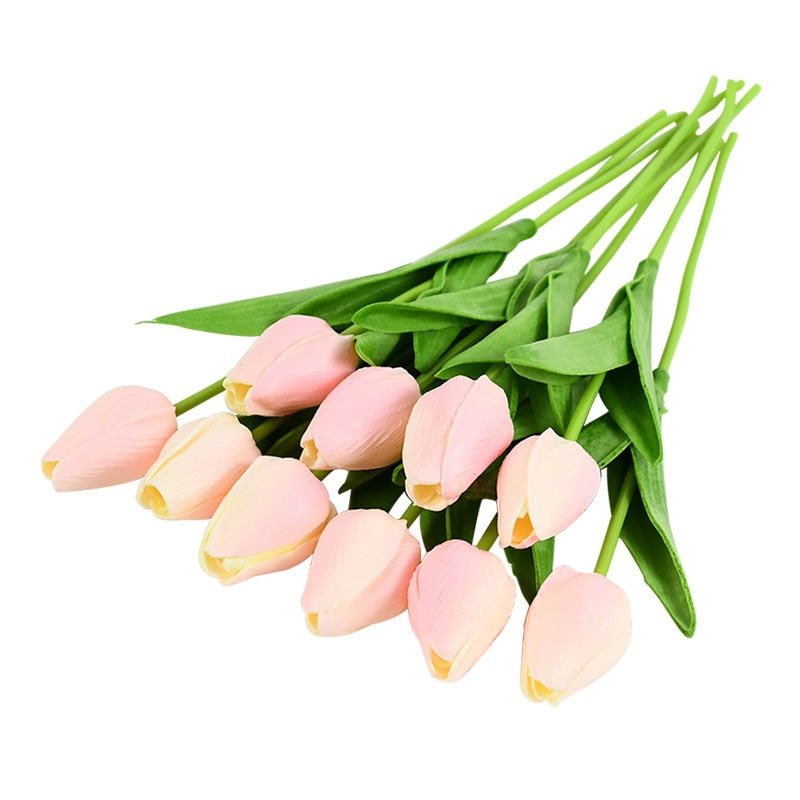 10PCS Tulip Artificial Flower Real Touch Artificial Bouquet PE Fake Flower for Wedding Decoration Flowers Home Garden Decor