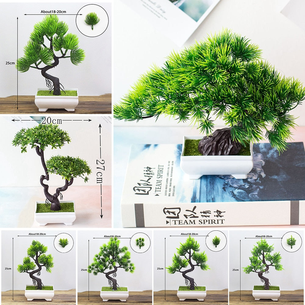 Artificial Plants Bonsai Small Tree Simulation Pot Plants Fake Flowers Table Potted Ornaments Home Decoration Hotel Garden Decor