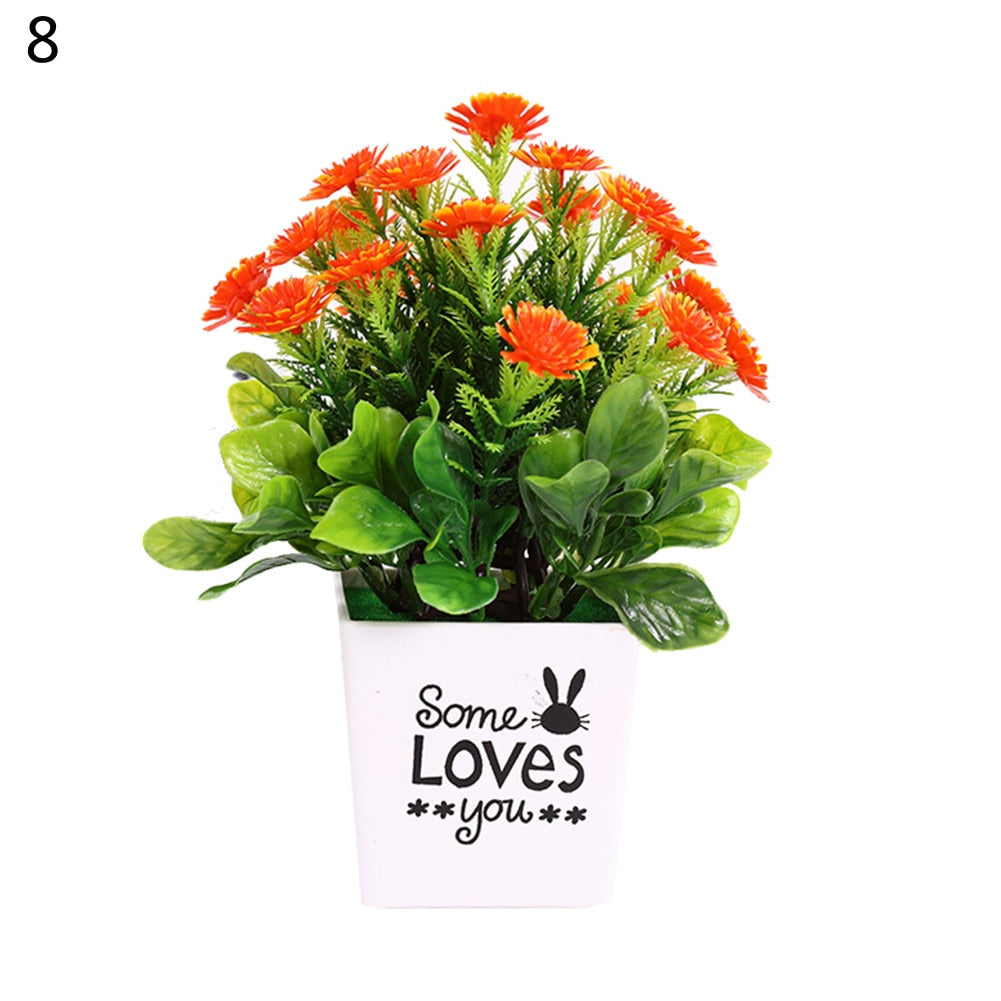 1Pc Artificial Chrysanthemum Bonsai Potted Plant Landscape Home Floral Decor Artificial Flowers Bright Color Fake Plants Potted