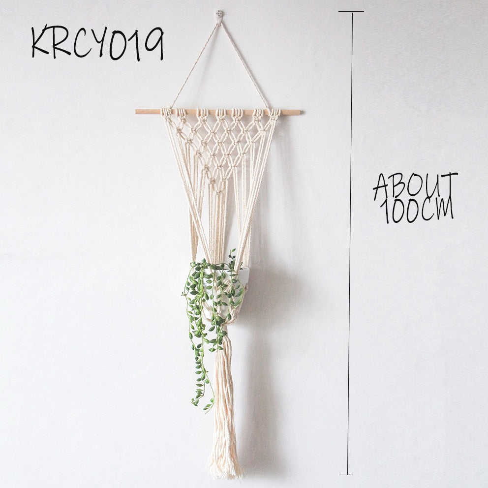 Hot sales hand woven macrame plant hanger plant holder pot tray pot hanger flower pot hanger for home garden