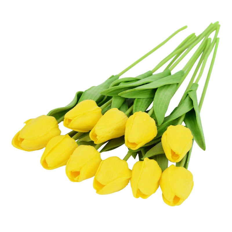 10PCS Tulip Artificial Flower Real Touch Artificial Bouquet PE Fake Flower for Wedding Decoration Flowers Home Garden Decor