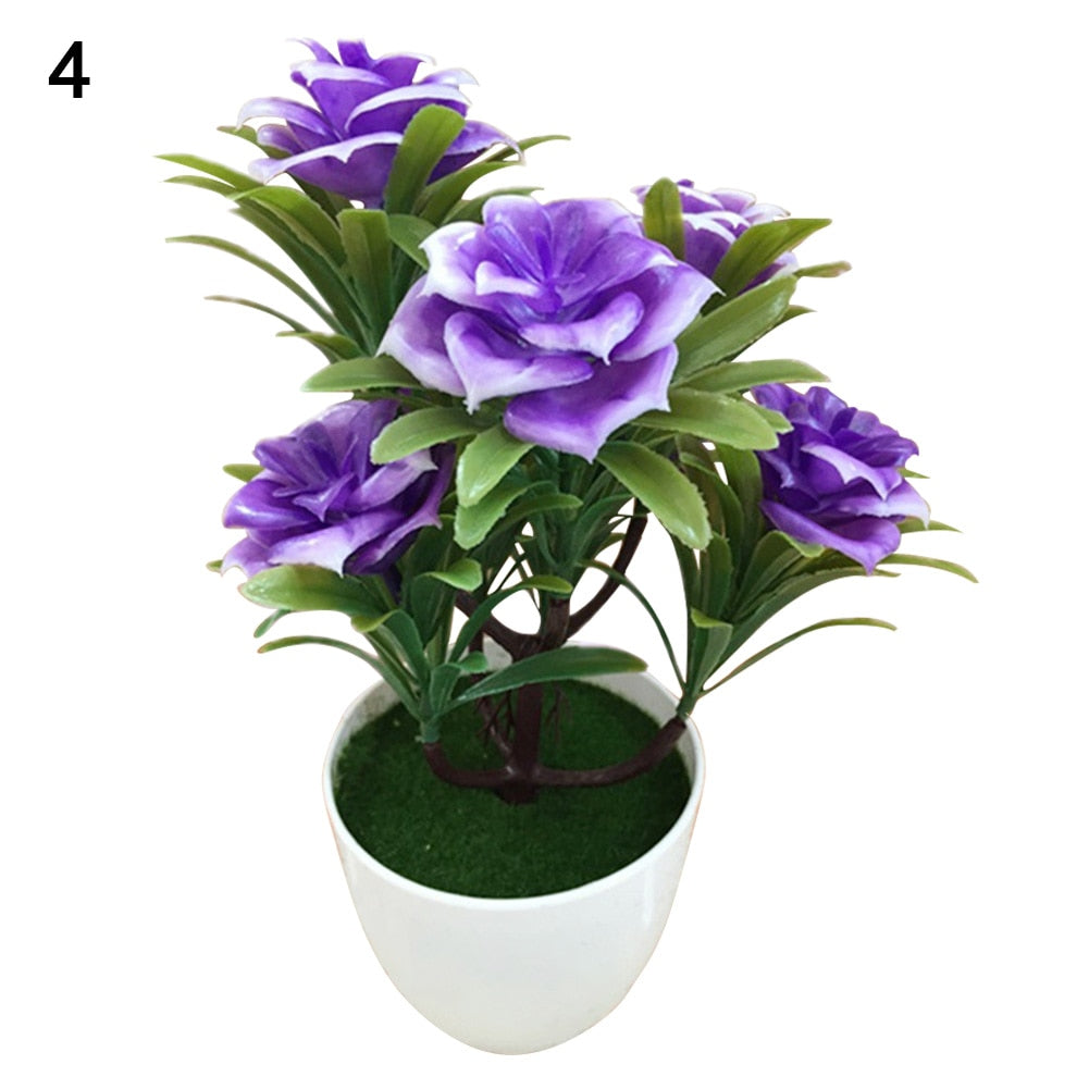 1Pc Artificial Chrysanthemum Bonsai Potted Plant Landscape Home Floral Decor Artificial Flowers Bright Color Fake Plants Potted