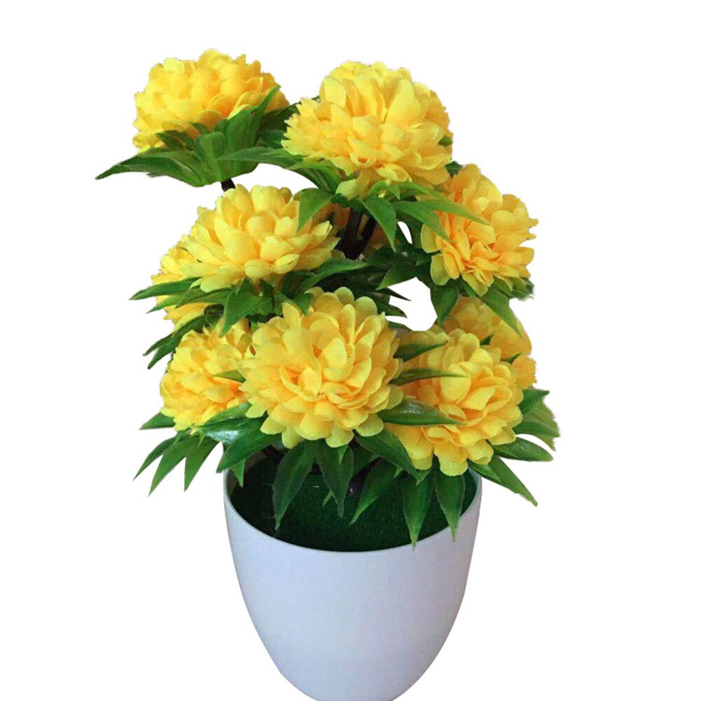 1Pc Artificial Chrysanthemum Bonsai Potted Plant Landscape Home Floral Decor Artificial Flowers Bright Color Fake Plants Potted