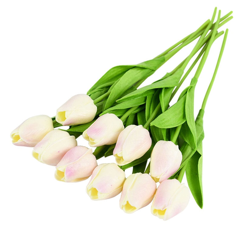 10PCS Tulip Artificial Flower Real Touch Artificial Bouquet PE Fake Flower for Wedding Decoration Flowers Home Garden Decor