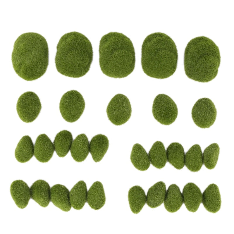 30PCS 3 Size Artificial Moss Rocks Decorative, Green Moss Balls,for Floral Arrangements Gardens and Crafting