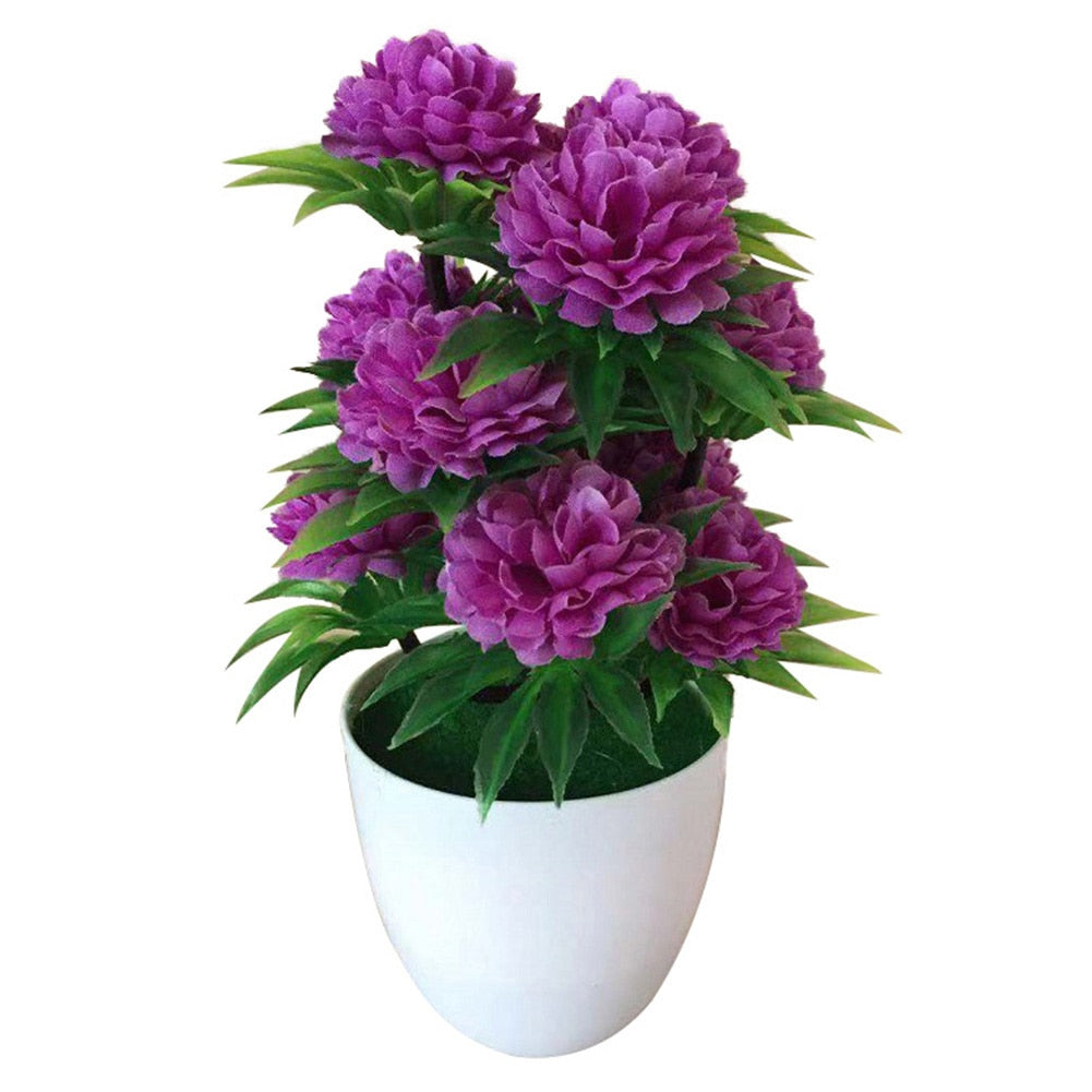 1Pc Artificial Chrysanthemum Bonsai Potted Plant Landscape Home Floral Decor Artificial Flowers Bright Color Fake Plants Potted