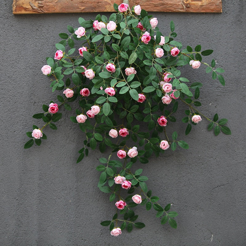 Artificial flowers Plants Green Lvy Leaves Hanging flower Rose Vine  Home Wedding Garden Decoration DIY Hanging Wall Silk Flower