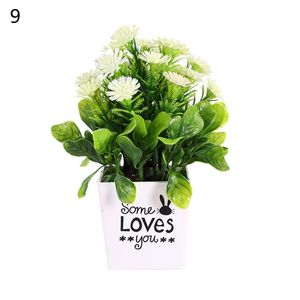 1Pc Artificial Chrysanthemum Bonsai Potted Plant Landscape Home Floral Decor Artificial Flowers Bright Color Fake Plants Potted