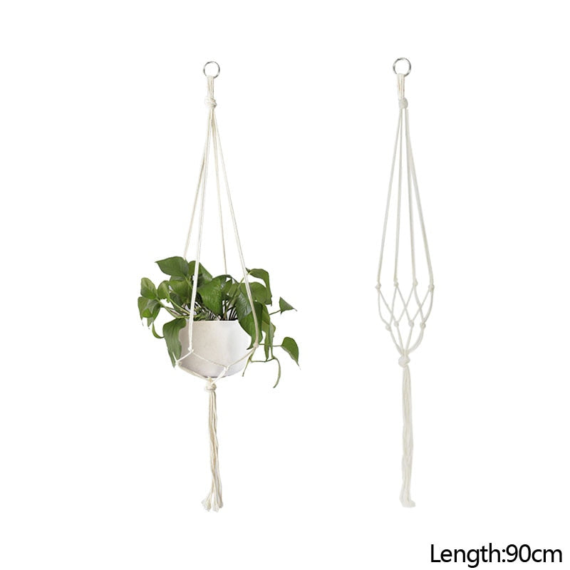 Macrame Handmade Plant Hanger Baskets Flower Pots Holder Balcony Hanging Decoration Knotted Lifting Rope Home Garden Supplies