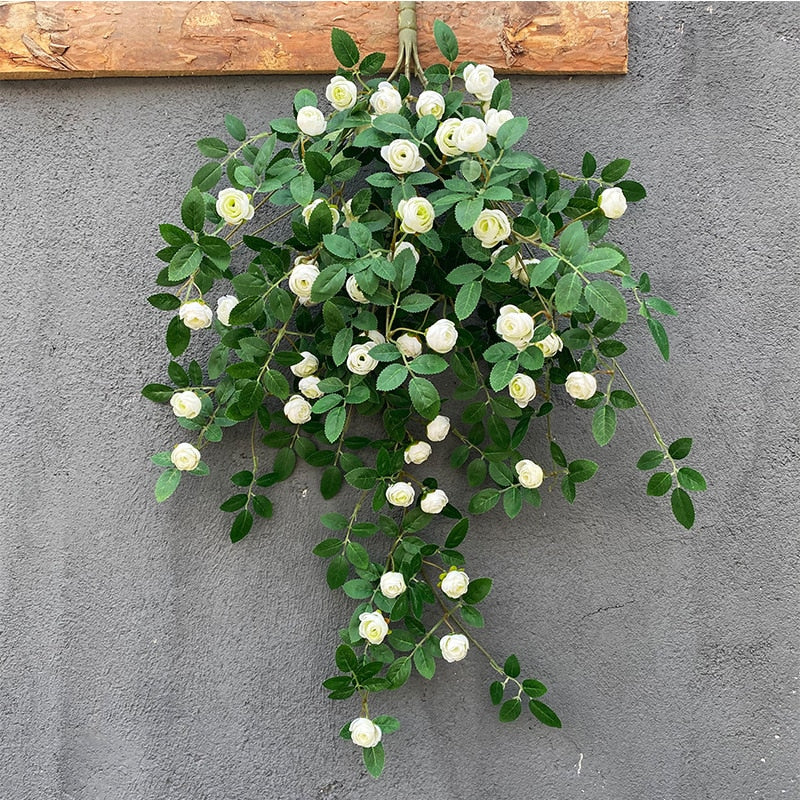 Artificial flowers Plants Green Lvy Leaves Hanging flower Rose Vine  Home Wedding Garden Decoration DIY Hanging Wall Silk Flower