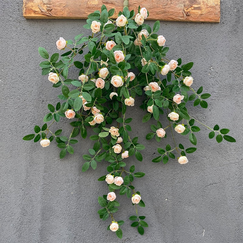 Artificial flowers Plants Green Lvy Leaves Hanging flower Rose Vine  Home Wedding Garden Decoration DIY Hanging Wall Silk Flower