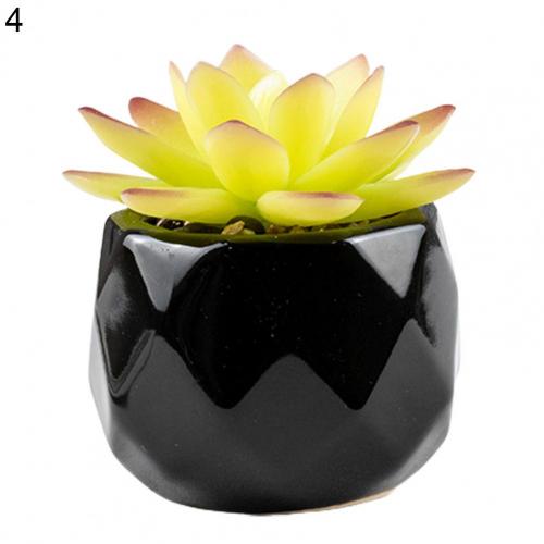 2022 NEW black ceramics Potted Artificial Green succulent plants Bonsai set fake Flower with vase Home Balcony Decoration