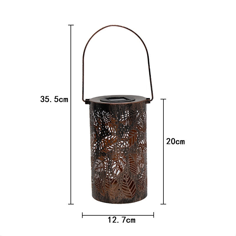 LED Solar Lantern Light Hollow Wrought Iron Projection Light Hanging Lamps Outdoor Waterproof Yard Garden Art Decoration