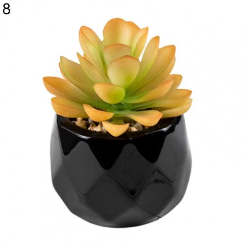 2022 NEW black ceramics Potted Artificial Green succulent plants Bonsai set fake Flower with vase Home Balcony Decoration