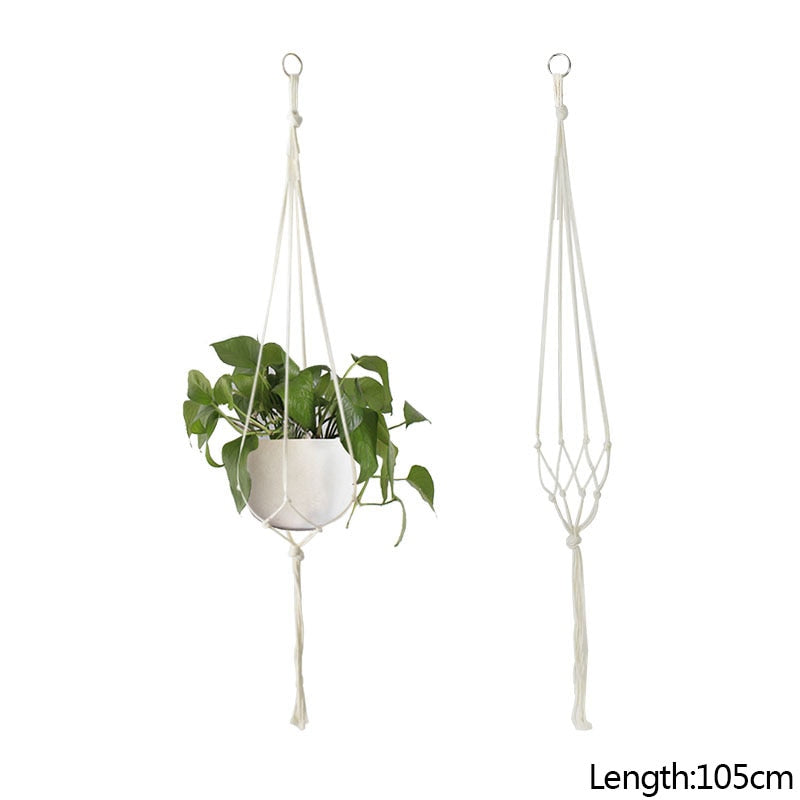 Macrame Handmade Plant Hanger Baskets Flower Pots Holder Balcony Hanging Decoration Knotted Lifting Rope Home Garden Supplies