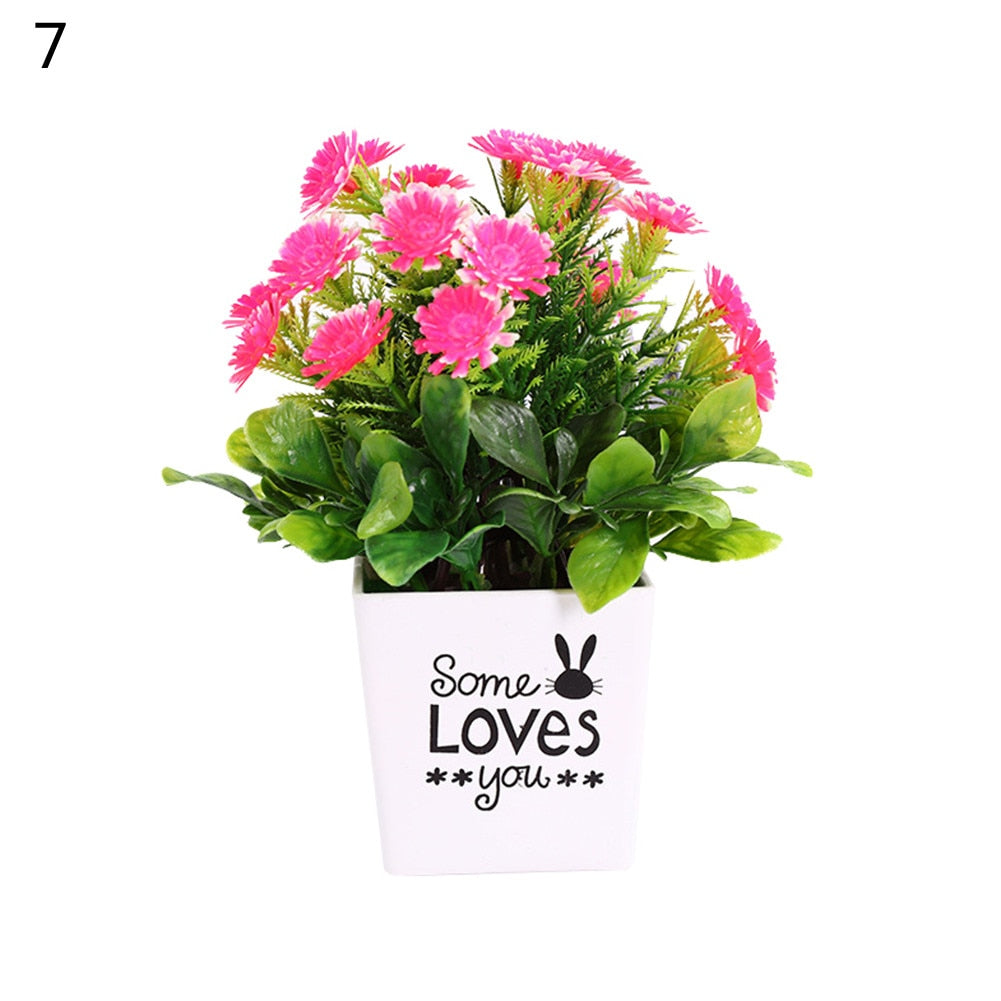 1Pc Artificial Chrysanthemum Bonsai Potted Plant Landscape Home Floral Decor Artificial Flowers Bright Color Fake Plants Potted