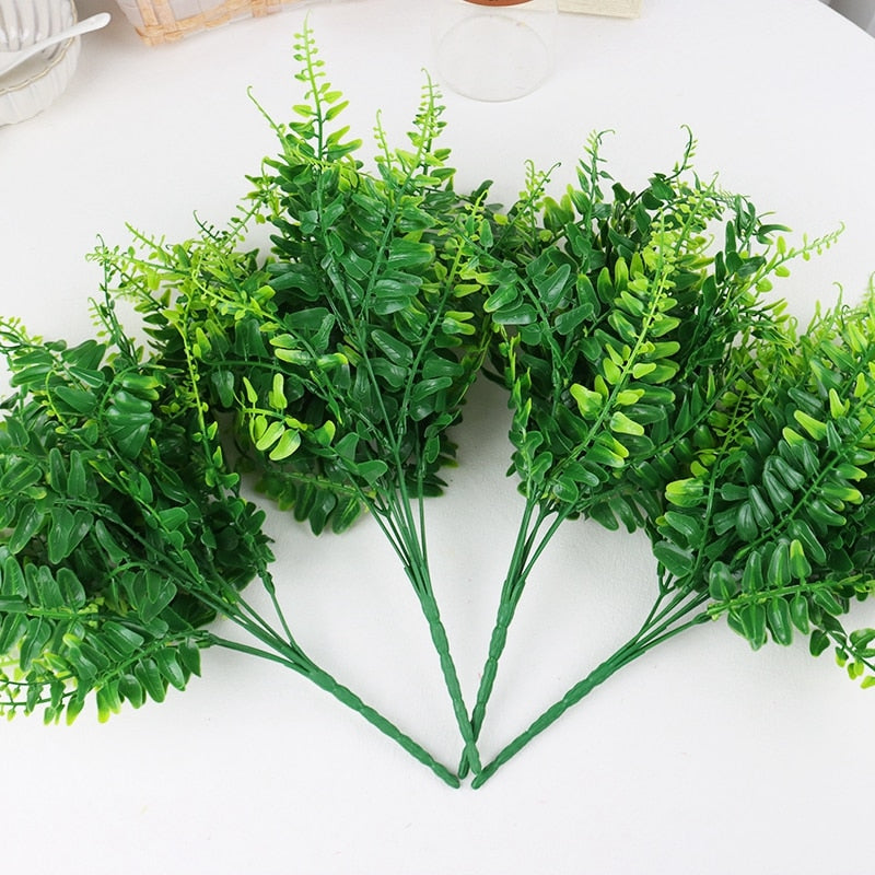 Artificial Flowers Plants Long Stem Plastic Persian Eucalyptus Leaf Fish Herb Home Office Table Centerpieces Garden Decoration