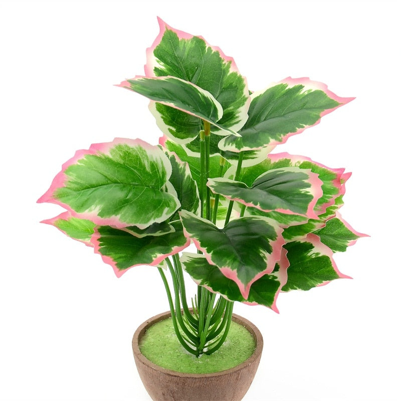 1Bouquet /18 leaves Artificial Palm Green Radish Plant Leaf For Home Wedding Table Decorations Fake Bonsai Tree Leaves Accessori