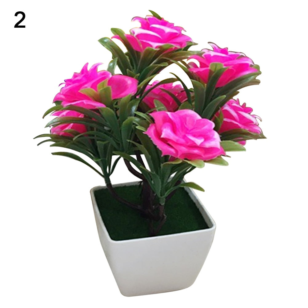 1Pc Artificial Chrysanthemum Bonsai Potted Plant Landscape Home Floral Decor Artificial Flowers Bright Color Fake Plants Potted