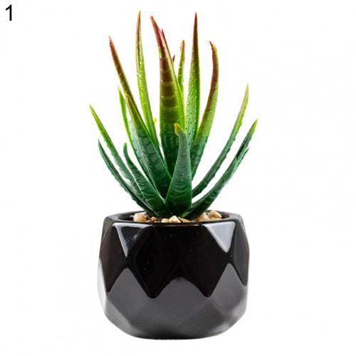 2022 NEW black ceramics Potted Artificial Green succulent plants Bonsai set fake Flower with vase Home Balcony Decoration