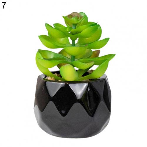 2022 NEW black ceramics Potted Artificial Green succulent plants Bonsai set fake Flower with vase Home Balcony Decoration