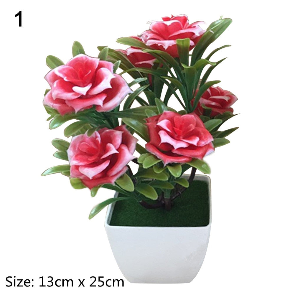 1Pc Artificial Chrysanthemum Bonsai Potted Plant Landscape Home Floral Decor Artificial Flowers Bright Color Fake Plants Potted