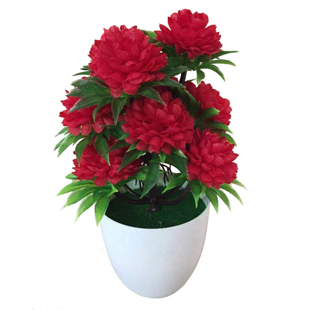 1Pc Artificial Chrysanthemum Bonsai Potted Plant Landscape Home Floral Decor Artificial Flowers Bright Color Fake Plants Potted