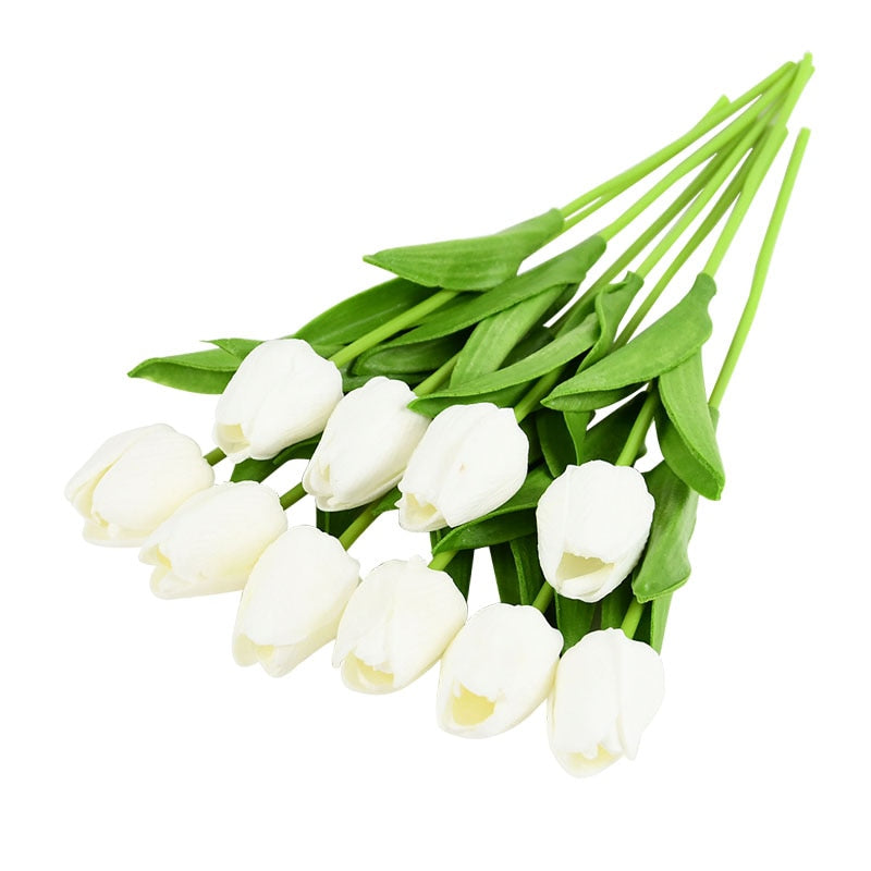 10PCS Tulip Artificial Flower Real Touch Artificial Bouquet PE Fake Flower for Wedding Decoration Flowers Home Garden Decor