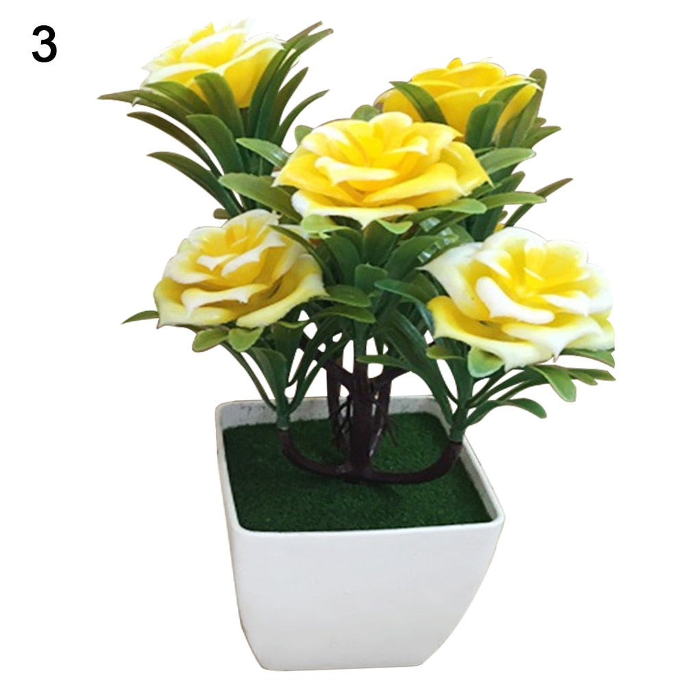 1Pc Artificial Chrysanthemum Bonsai Potted Plant Landscape Home Floral Decor Artificial Flowers Bright Color Fake Plants Potted