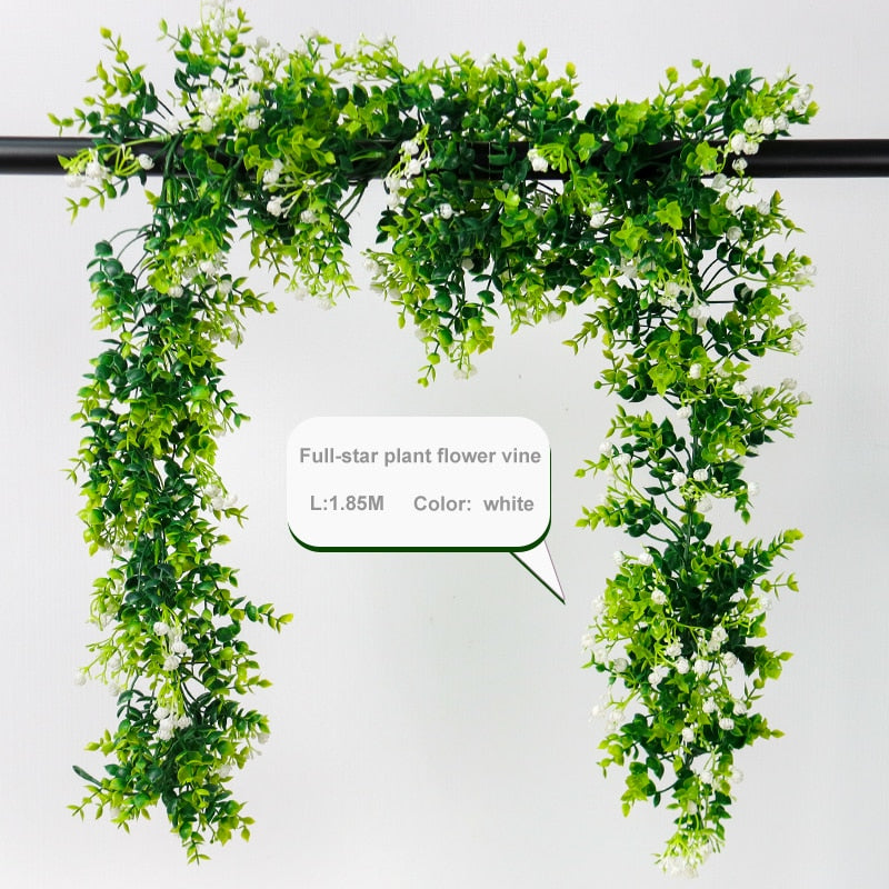 Artificial flowers Plants Green Lvy Leaves Hanging flower Rose Vine  Home Wedding Garden Decoration DIY Hanging Wall Silk Flower