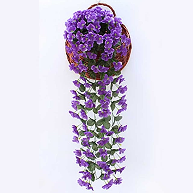 Violet Artificial Flower Party Decoration Simulation Valentine's Day Wedding Wall Hanging Basket Flower Orchid fake Flower