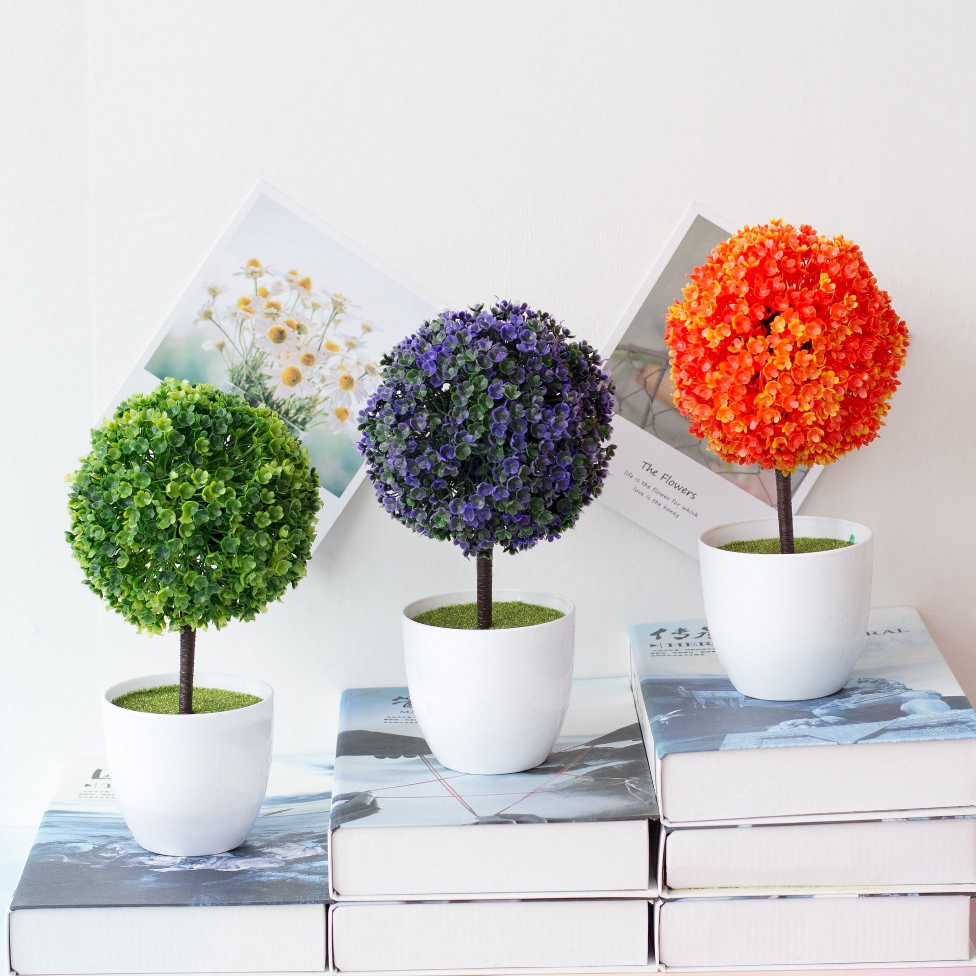 Cherry snowball simulation plant potted grass ball bonsai small tree home decoration flower ornaments creative mini ball