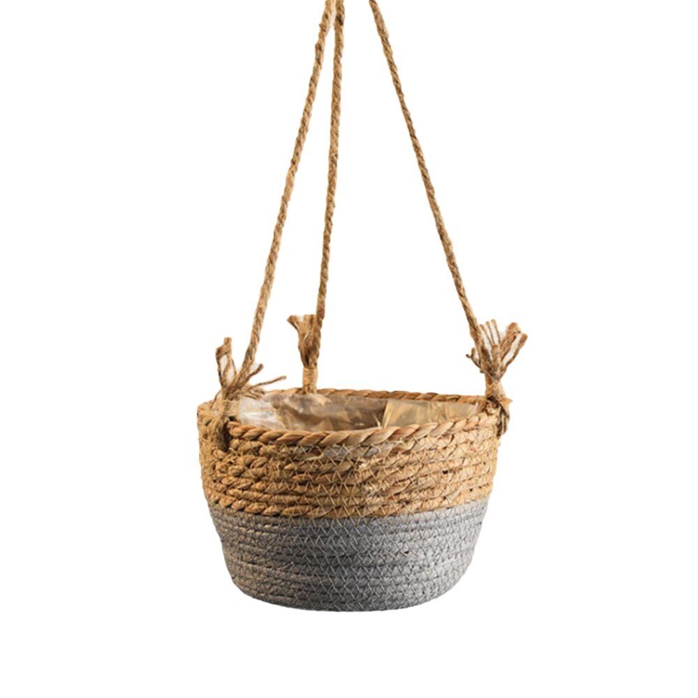 Garden Hanging Planter Macrame Plant Storage Basket Jute Rope Woven Indoor Outdoor Flower Pot Holder Plant Hangers Home Decor