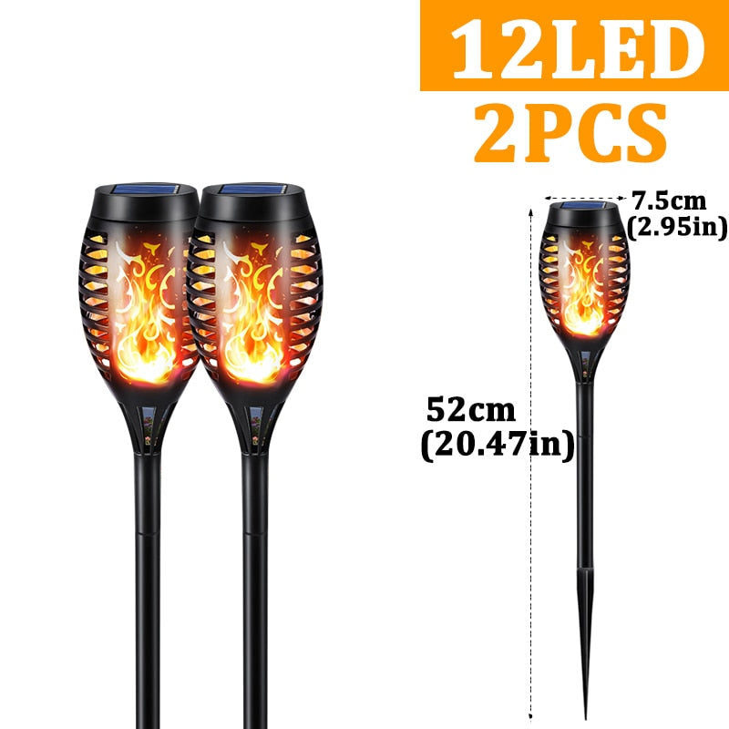 96 LED Outdoor Solar Torch Lights Waterproof Garden Patio Flickering Dancing Flame Lamp