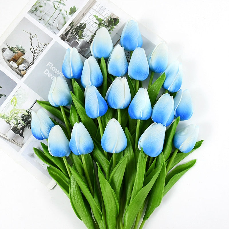 35 cm Tulip Flower Artificial Tulip Bouquet 10/5Pcs PE foam Fake Flower for wedding Ceremony Decor Home Garden Bouquet Decor