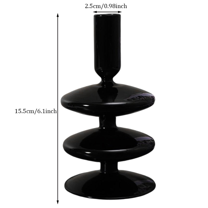 Black Glass Vases Glass Candle Holders for Wedding Home  Flower Vase Decoratio Candlestick Holder  Modern Living Room Decor