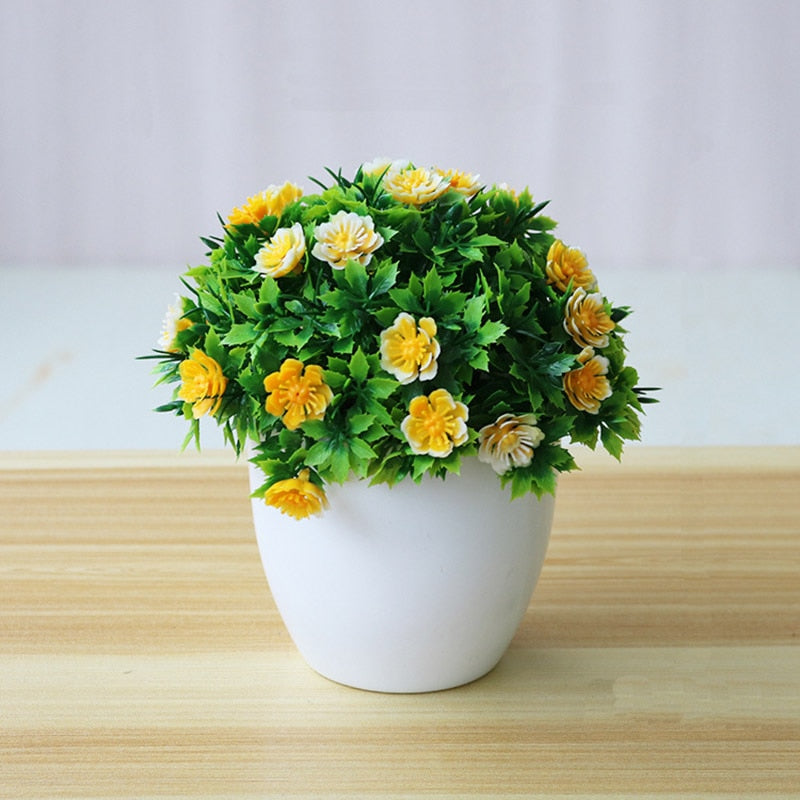 Artificial Flower Potted Desktop Fake Plants Bonsai Plastic Fake Flower Potted Plant Home Garden Deocration Supplies AEL005