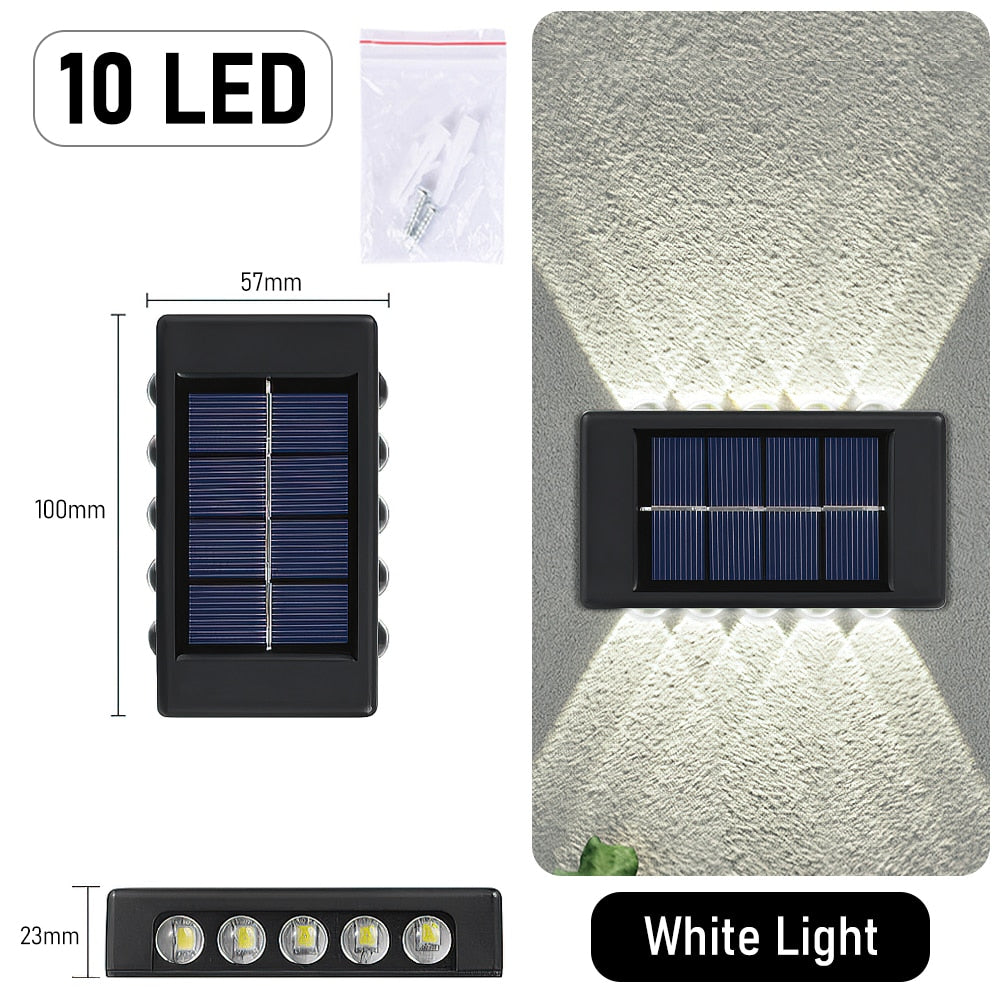 10 LED Solar Wall Lamp Outdoor Waterproof Solar Powered Light UP and Down Illuminate Home Garden Porch Yard Decoration