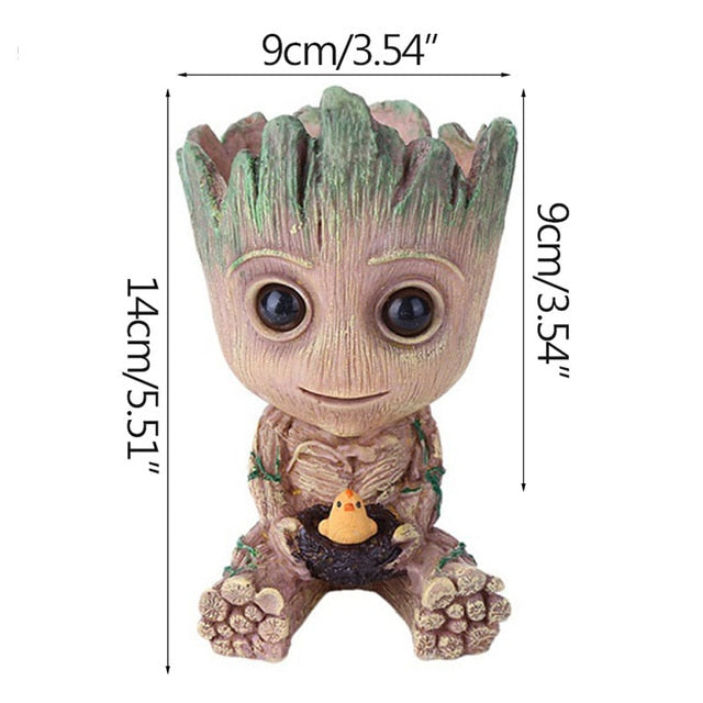 disney Marvel Avengers Groot Mini figure Pen Holder  Flower Pot Anime Toys Action Figure Sitting Groot Christmas Kids Toys Gifts