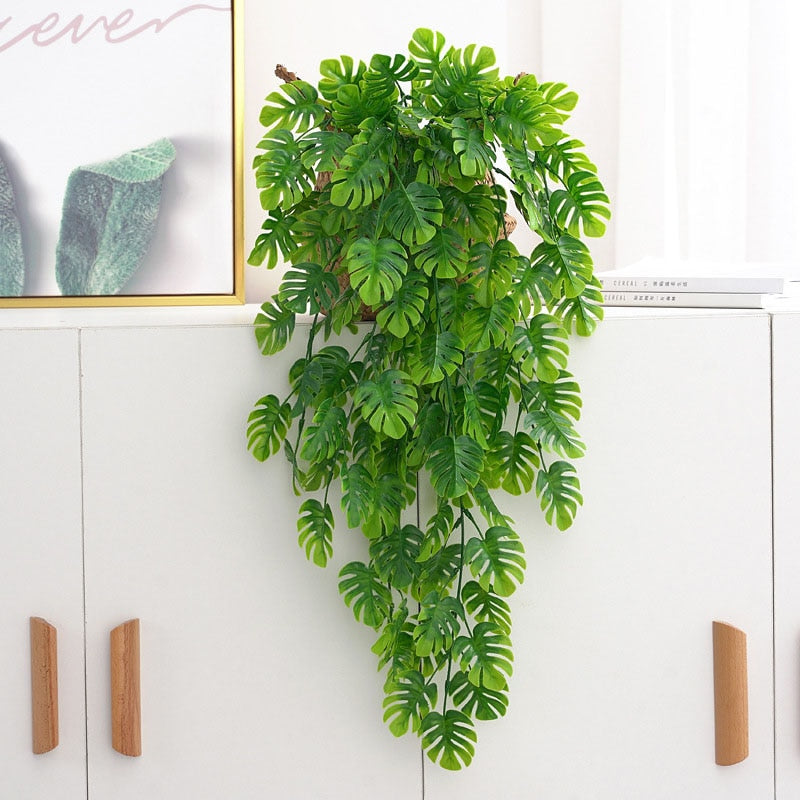 76cm Artificial Green Plants Hanging Ivy Leaves Radish Seaweed Grape Fake Flowers Vine Home Garden Wall Party Decoration