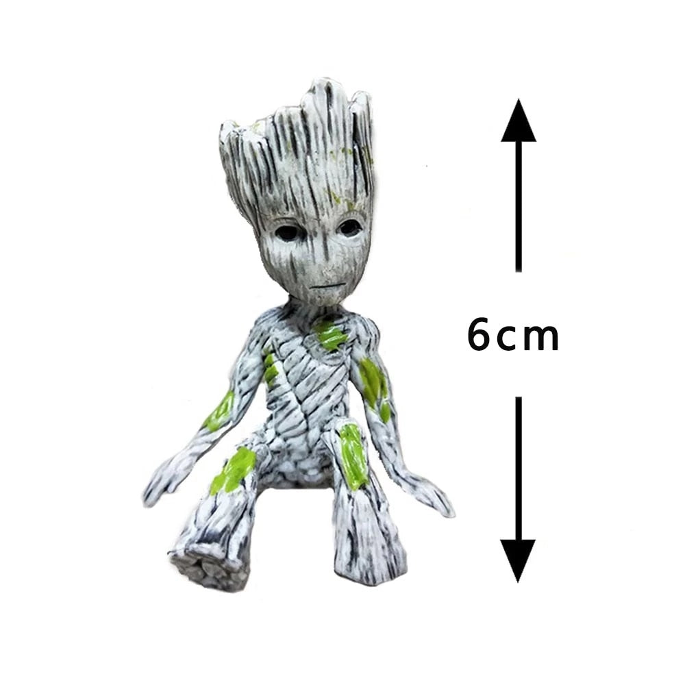 disney Marvel Avengers Groot Mini figure Pen Holder  Flower Pot Anime Toys Action Figure Sitting Groot Christmas Kids Toys Gifts