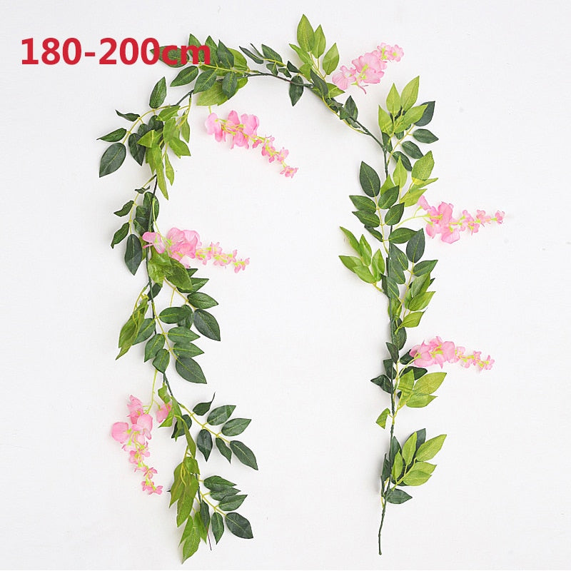 76cm Artificial Green Plants Hanging Ivy Leaves Radish Seaweed Grape Fake Flowers Vine Home Garden Wall Party Decoration